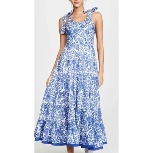 Free People Kikas Printed Maxi Dress in Floral Blue Combo Sz. XS - Picture 3 of 8